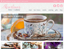 Tablet Screenshot of marlenesteaandcakes.com